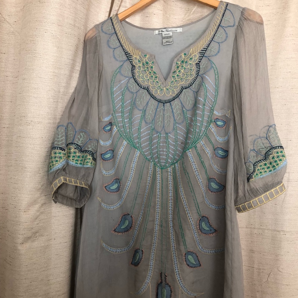 Blue Tassel Silk Dress